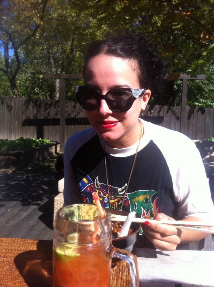Eva eating one of Sarah's earliest batches of ramen.