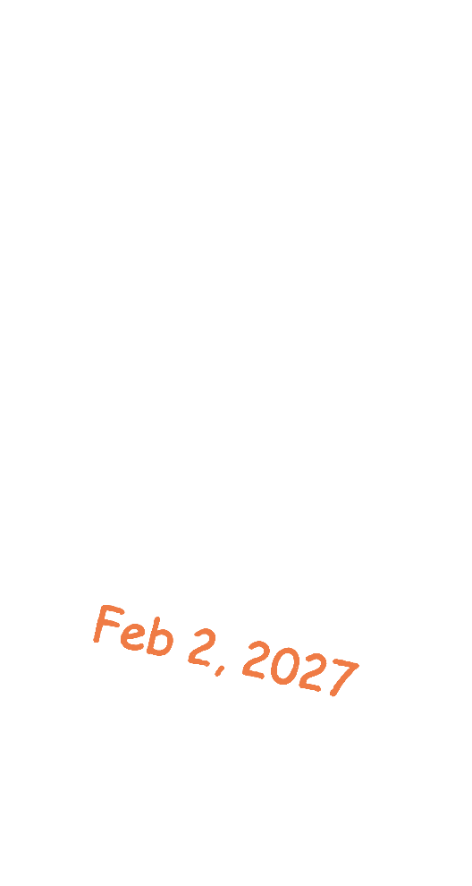 Luddie peeking out from behind the title, holding a sign: Season 2, Feb 2, 2027