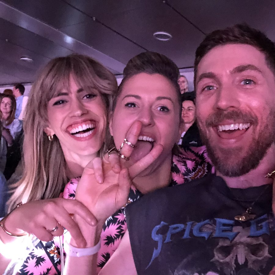 Tanner and two friends in a selfie at the Spice Girls show