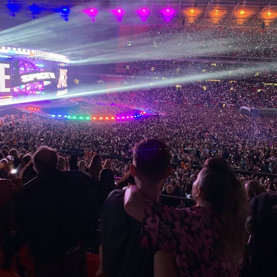 Wembley Stadium lit up during the Spice Girls show